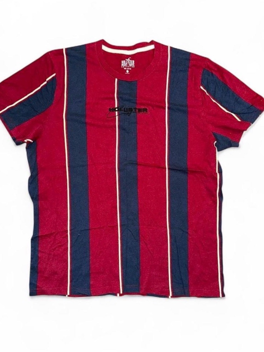 Red & Navy Vertical Stripe Graphic Tee XL Hollister Jeans Co.